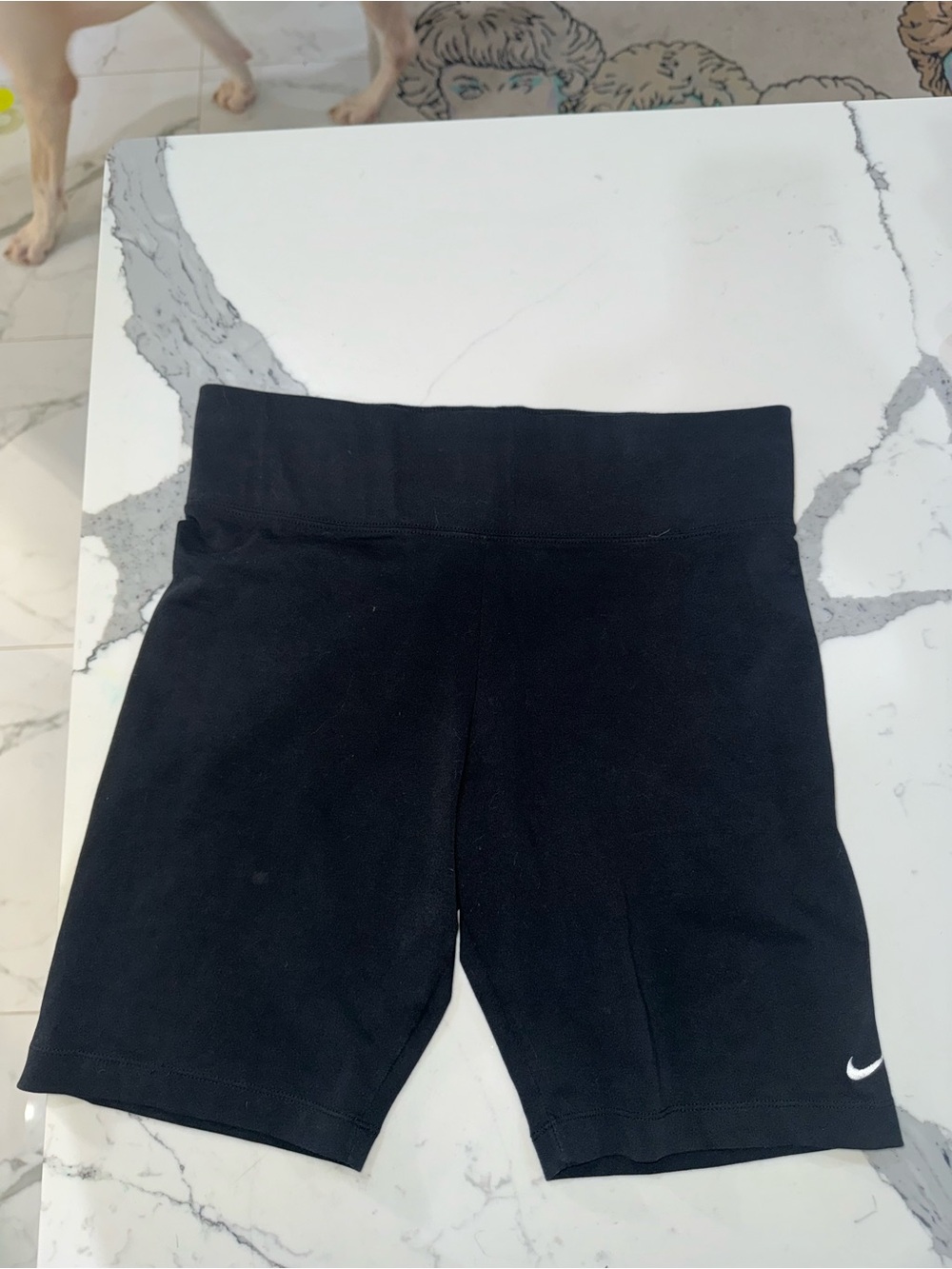 Nike Black Athletic Shorts with White Swoosh Print